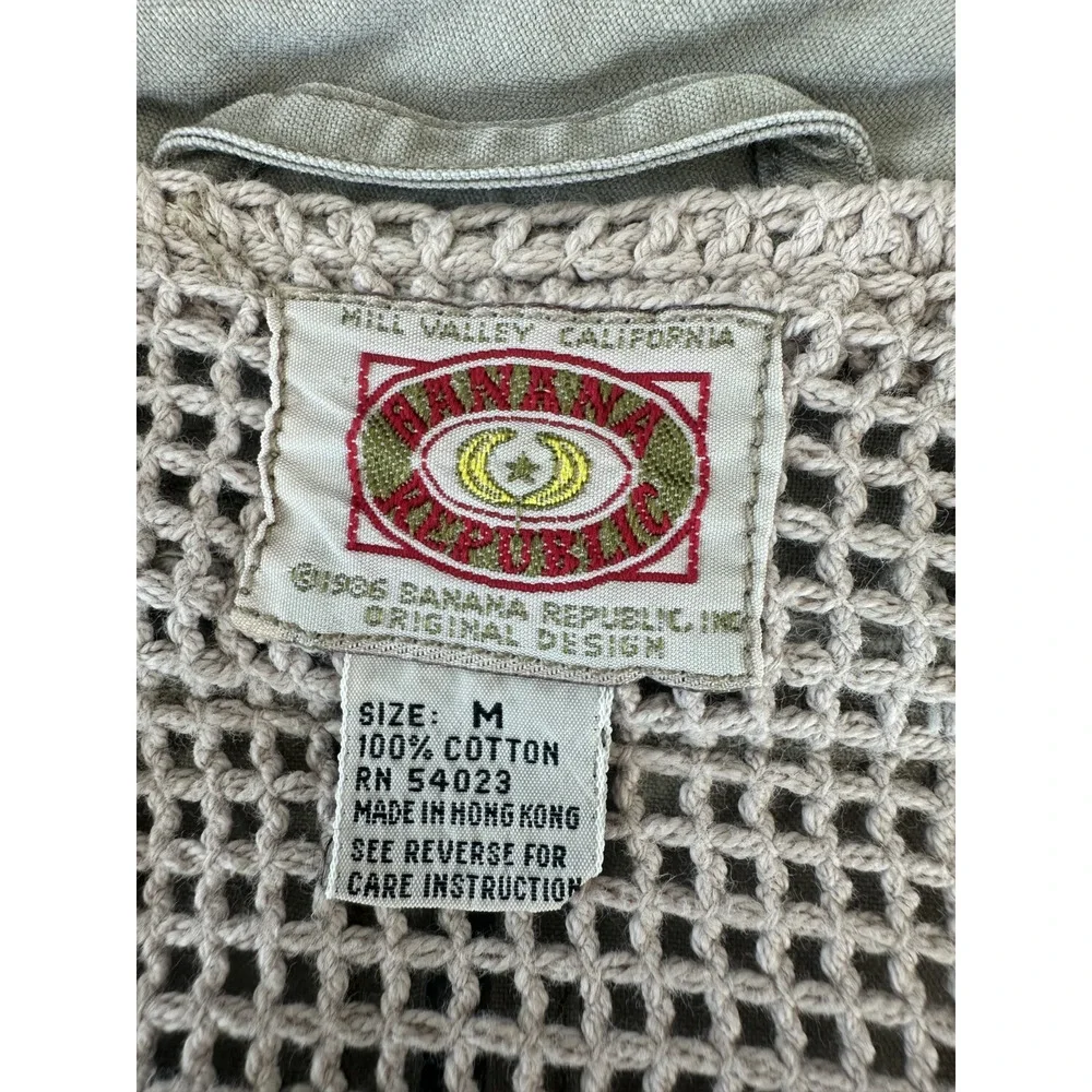Rare Vintage 1980s Banana Republic Khaki Safari Vest Multi Pocket Tactical Sz M